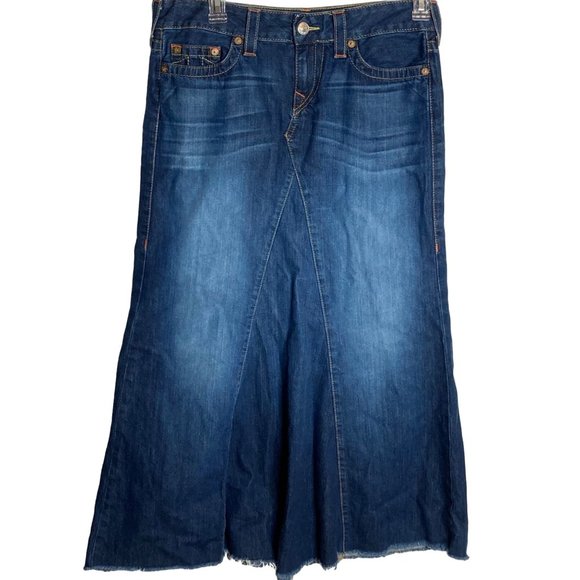 True Religion Skirts True Religion Denim Maxi Skirt Fit Flare Boho